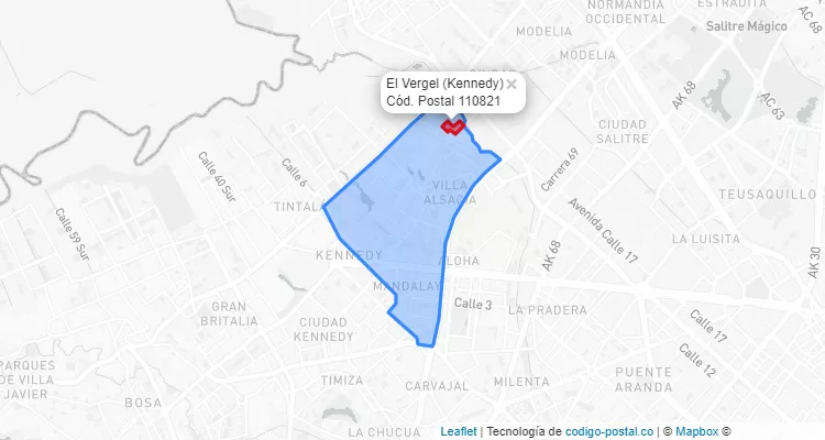 Código Postal Barrio El Vergel en Kennedy, Bogotá
