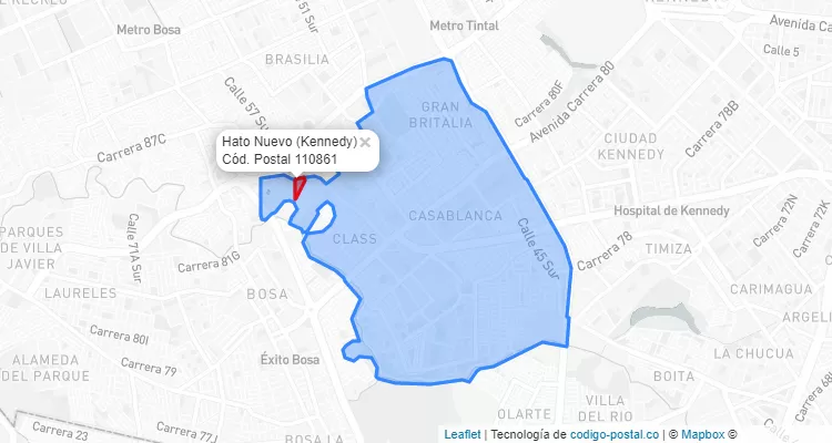 Código Postal Barrio Hato Nuevo en Kennedy, Bogotá