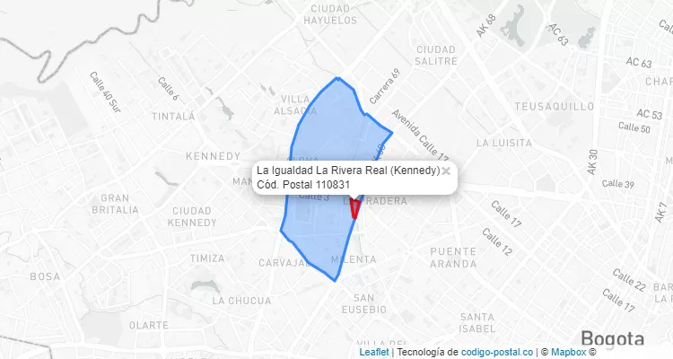 Código Postal Barrio La Igualdad La Rivera Real en Kennedy, Bogotá