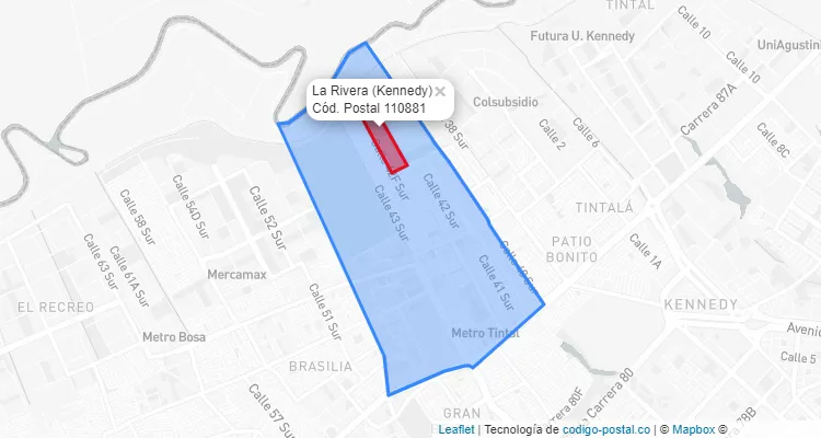 Código Postal Barrio La Rivera en Kennedy, Bogotá