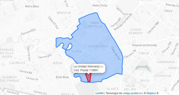 Código Postal Barrio La Unidad en Kennedy, Bogotá
