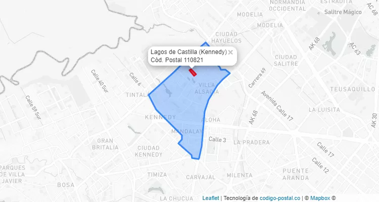 Código Postal Barrio Lagos de Castilla en Kennedy, Bogotá