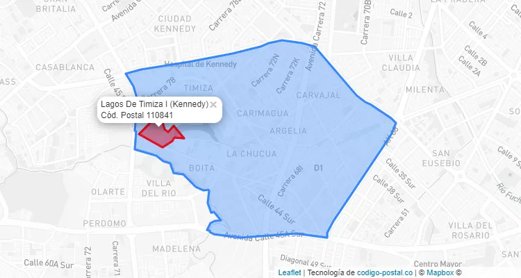 CEP Bairro Lagos De Timiza I em Kennedy, Bogotá