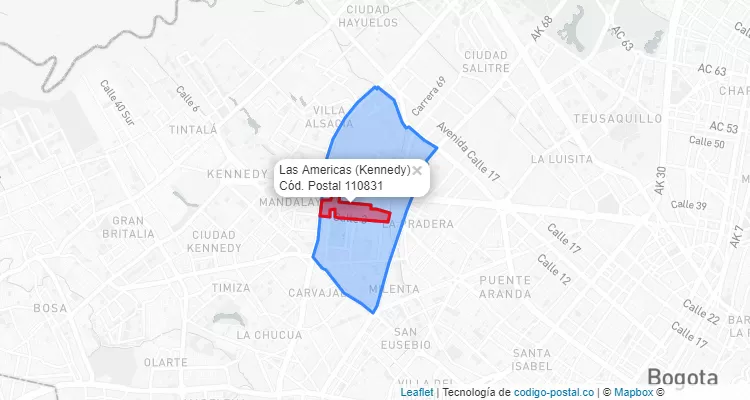 Código Postal Barrio Las Americas  en Kennedy, Bogotá