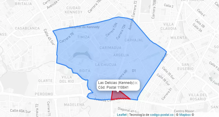 Código Postal Barrio Las Delicias  en Kennedy, Bogotá
