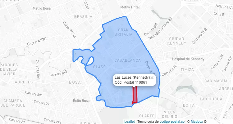 ZIP Code Locality Las Luces in Kennedy, Bogotá