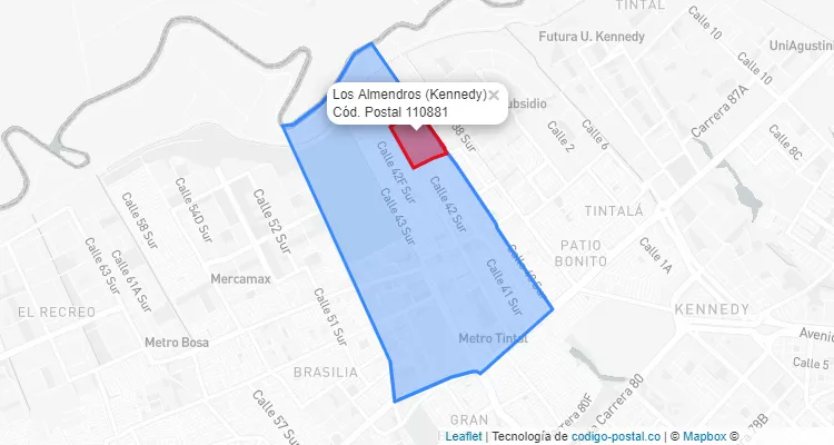 Código Postal Barrio Los Almendros en Kennedy, Bogotá