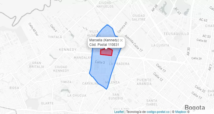 Código Postal Barrio Marsella en Kennedy, Bogotá