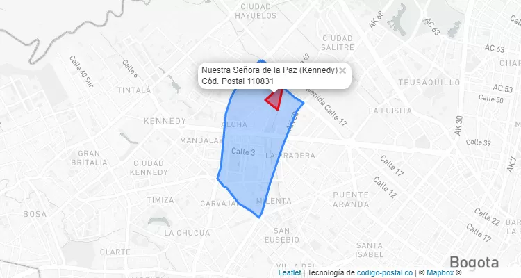 Código Postal Barrio Nuestra Señora de la Paz en Kennedy, Bogotá