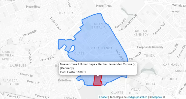 CEP Bairro Nueva Roma Ultima Etapa - Bertha Hernández Ospina em Kennedy, Bogotá