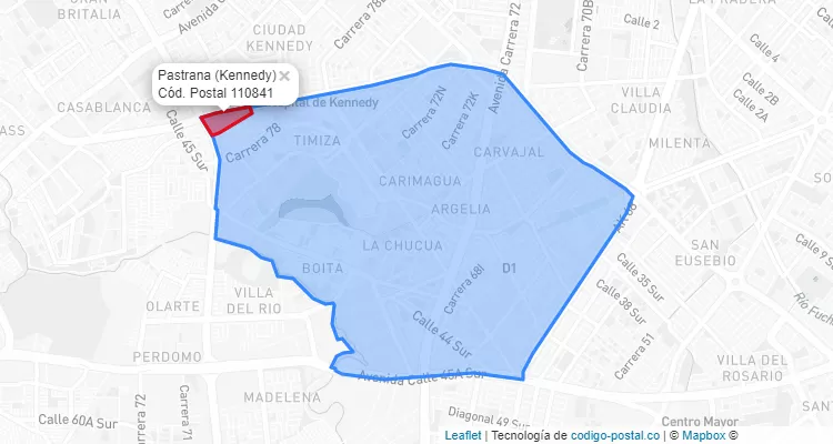 Código Postal Barrio Pastrana en Kennedy, Bogotá