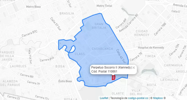 Código Postal Barrio Perpetuo Socorro II en Kennedy, Bogotá