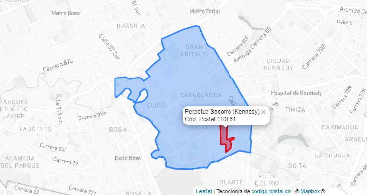 ZIP Code Locality Perpetuo Socorro in Kennedy, Bogotá