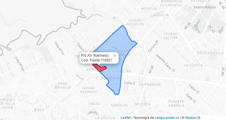 Código Postal Barrio Pió XII en Kennedy, Bogotá