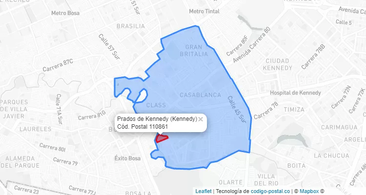 Código Postal Barrio Prados de Kennedy en Kennedy, Bogotá
