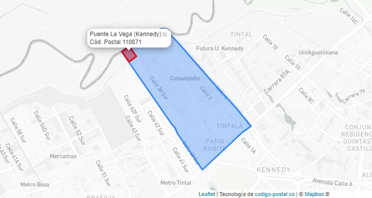 Código Postal Barrio Puente La Vega en Kennedy, Bogotá