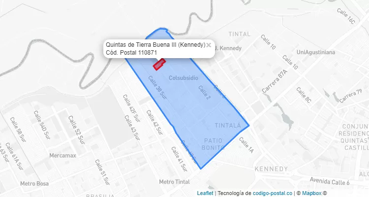 Código Postal Barrio Quintas de Tierra Buena III en Kennedy, Bogotá