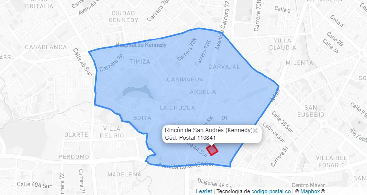 Código Postal Barrio Rincón de San Andrés en Kennedy, Bogotá