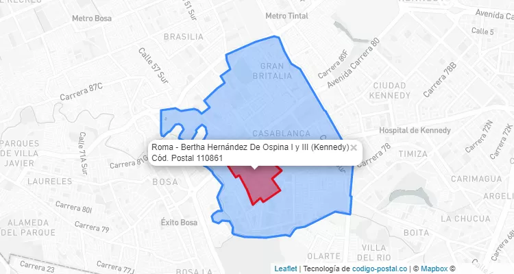 Código Postal Barrio Roma - Bertha Hernández De Ospina I y III en Kennedy, Bogotá