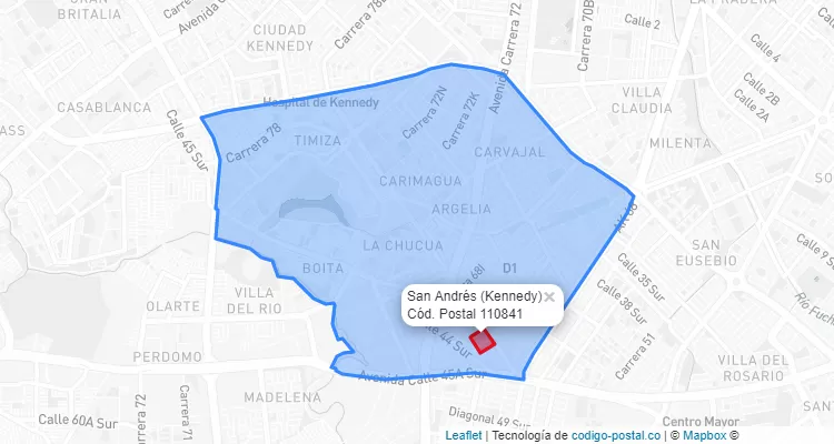 ZIP Code Locality San Andrés in Kennedy, Bogotá