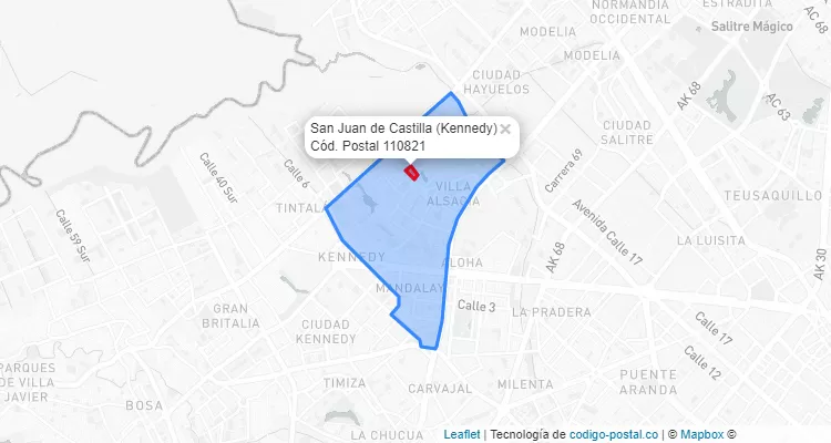 CEP Bairro San Juan de Castilla em Kennedy, Bogotá