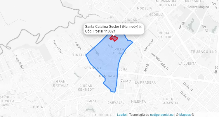 Código Postal Barrio Santa Catalina Sector I en Kennedy, Bogotá