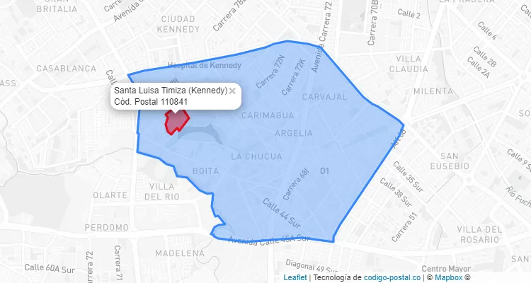 ZIP Code Locality Santa Luisa Timiza in Kennedy, Bogotá