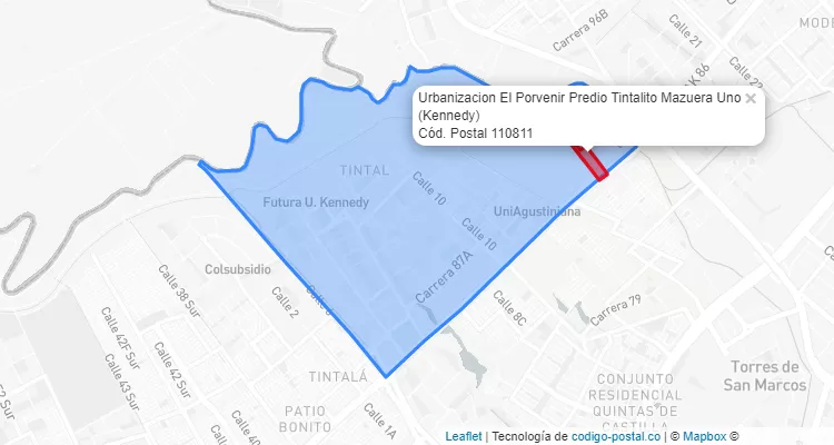 CEP Bairro Urbanizacion El Porvenir Predio Tintalito Mazuera Uno em Kennedy, Bogotá