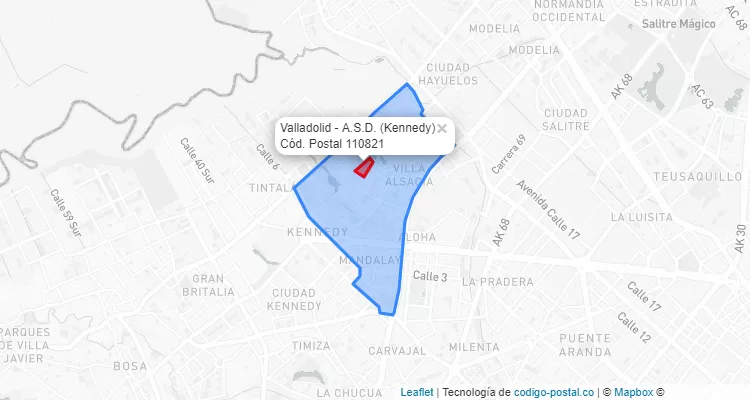 Código Postal Barrio Valladolid - A.S.D. en Kennedy, Bogotá