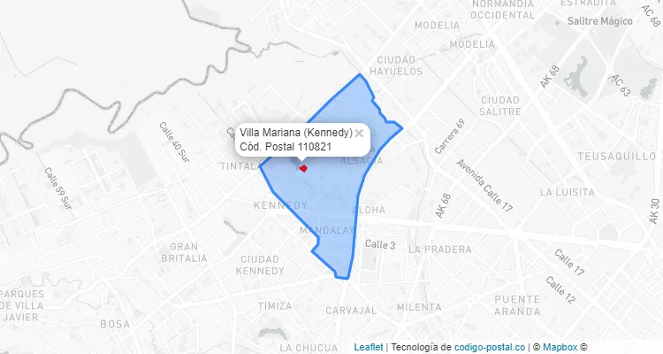 CEP Bairro Villa Mariana em Kennedy, Bogotá