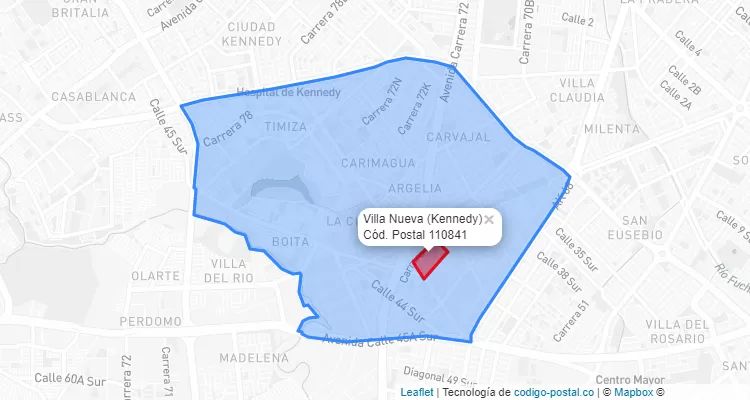 Código Postal Barrio Villa Nueva en Kennedy, Bogotá