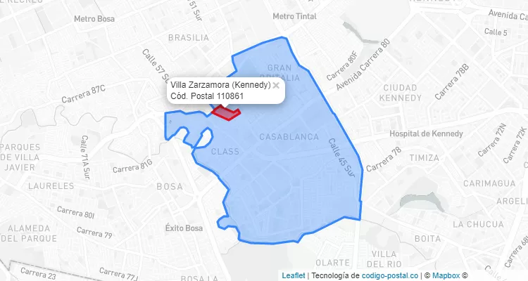 CEP Bairro Villa Zarzamora em Kennedy, Bogotá