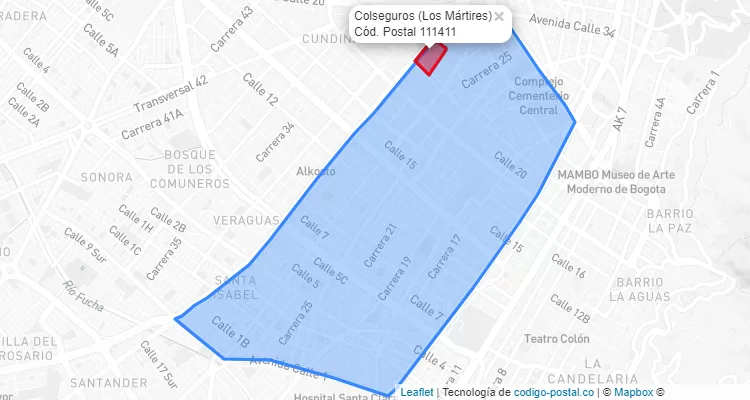 CEP Bairro Colseguros em Los Mártires, Bogotá