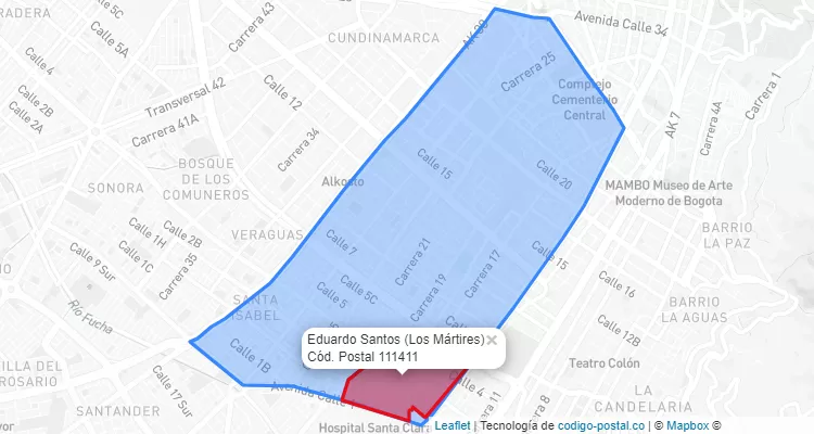 Código Postal Barrio Eduardo Santos en Los Mártires, Bogotá