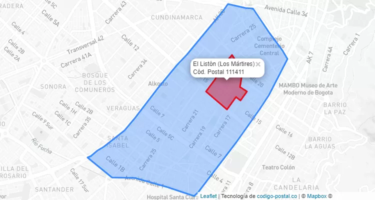 CEP Bairro El Listón em Los Mártires, Bogotá