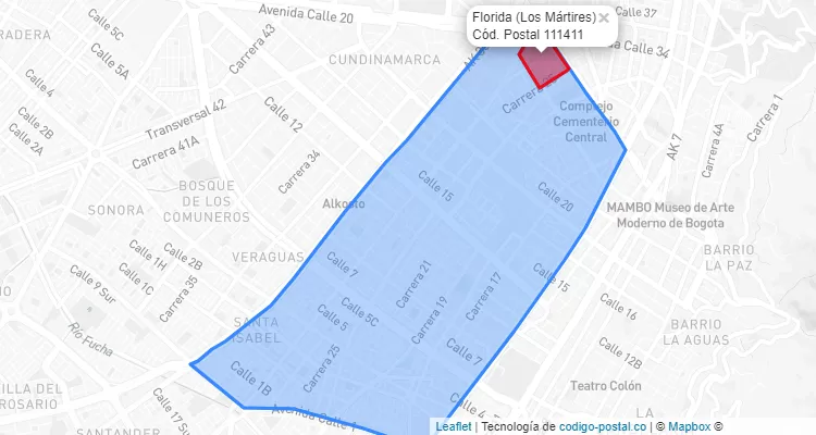 Código Postal Barrio Florida en Los Mártires, Bogotá