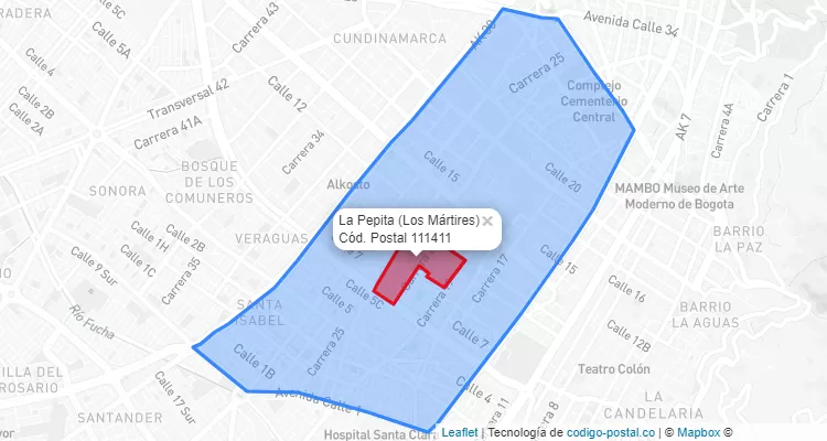 Código Postal Barrio La Pepita en Los Mártires, Bogotá
