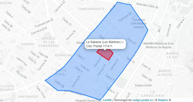 CEP Bairro La Sabana em Los Mártires, Bogotá