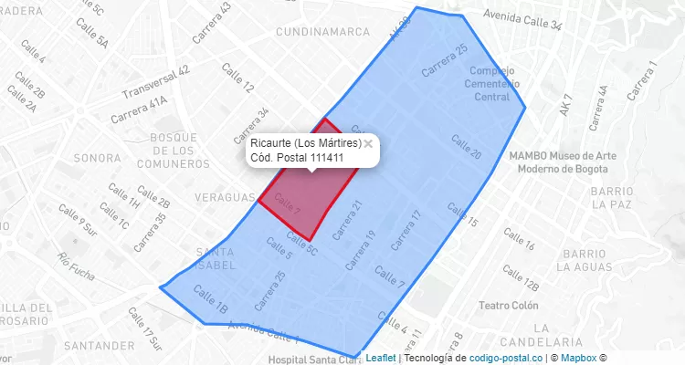 CEP Bairro Ricaurte em Los Mártires, Bogotá