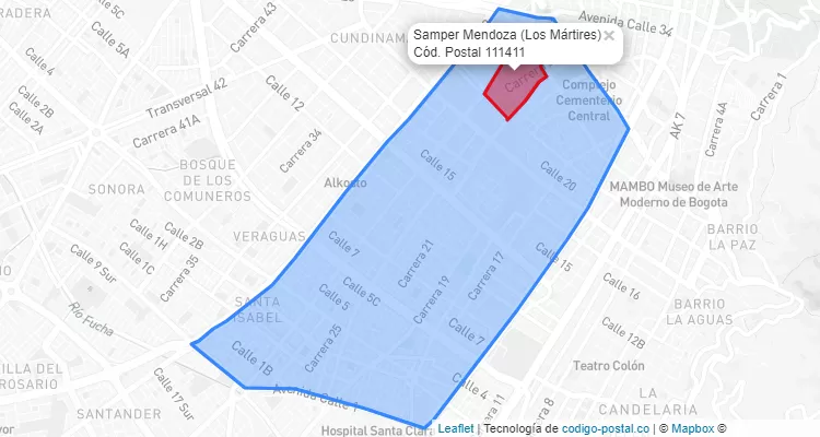 CEP Bairro Samper Mendoza em Los Mártires, Bogotá