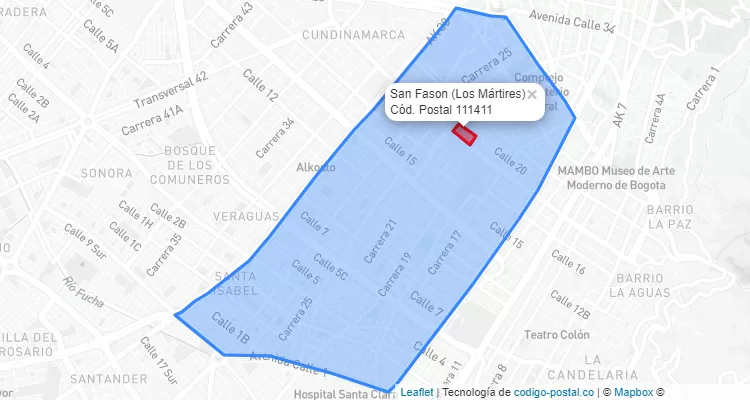 Código Postal Barrio San Fason en Los Mártires, Bogotá