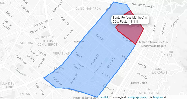 CEP Bairro Santa Fe em Los Mártires, Bogotá