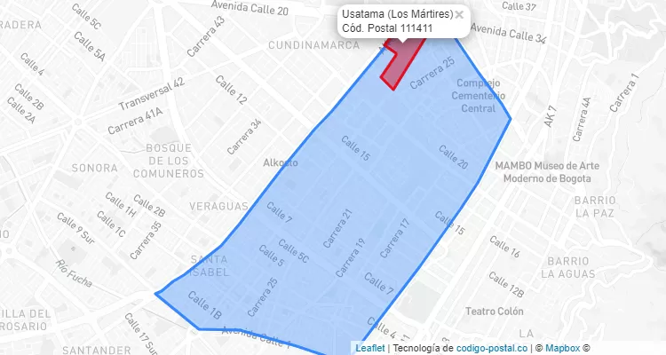 CEP Bairro Usatama em Los Mártires, Bogotá