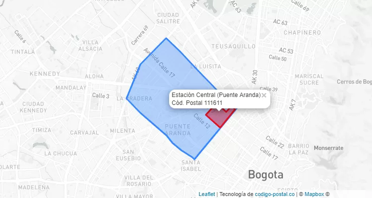 CEP Bairro Estación Central em Puente Aranda, Bogotá