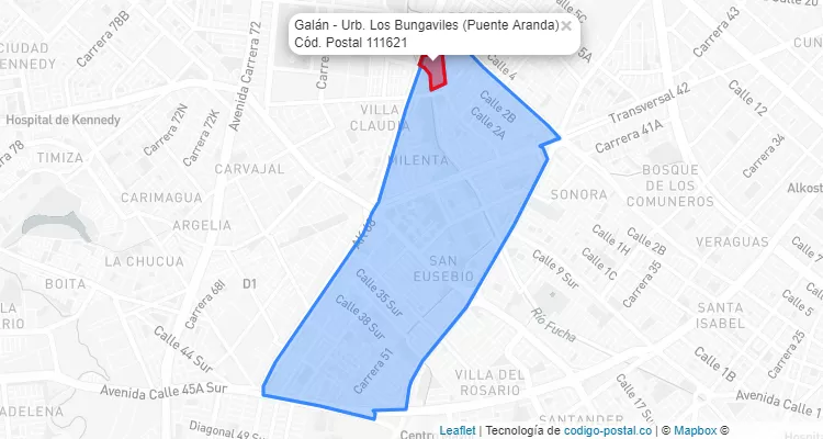 Código Postal Barrio Galán - Urb. Los Bungaviles en Puente Aranda, Bogotá