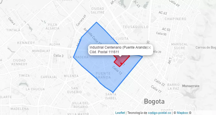 CEP Bairro Industrial Centenario em Puente Aranda, Bogotá
