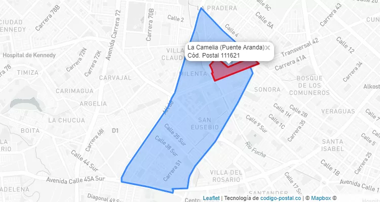 ZIP Code Locality La Camelia in Puente Aranda, Bogotá