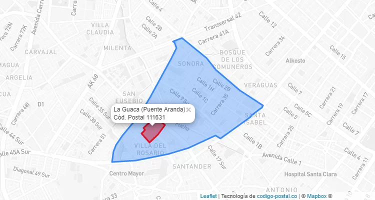 ZIP Code Locality La Guaca in Puente Aranda, Bogotá