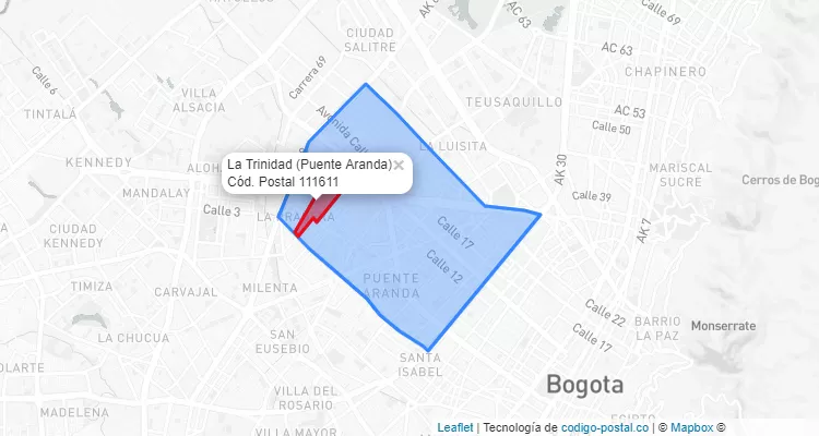 CEP Bairro La Trinidad em Puente Aranda, Bogotá