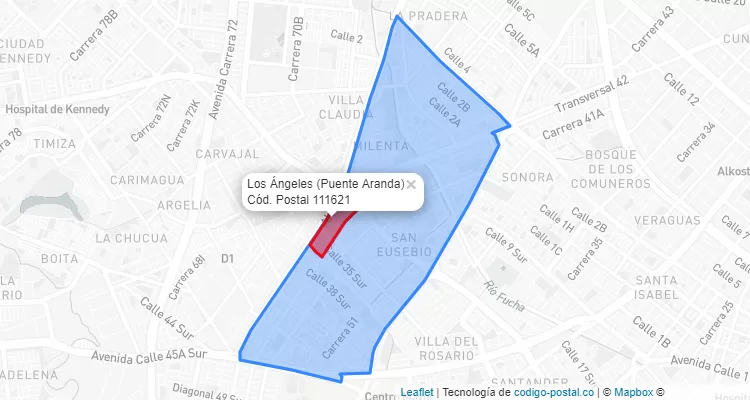 CEP Bairro Los Ángeles em Puente Aranda, Bogotá